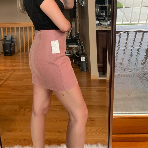 Rosè Suede Free People zip skirt - Picture 6 of 6